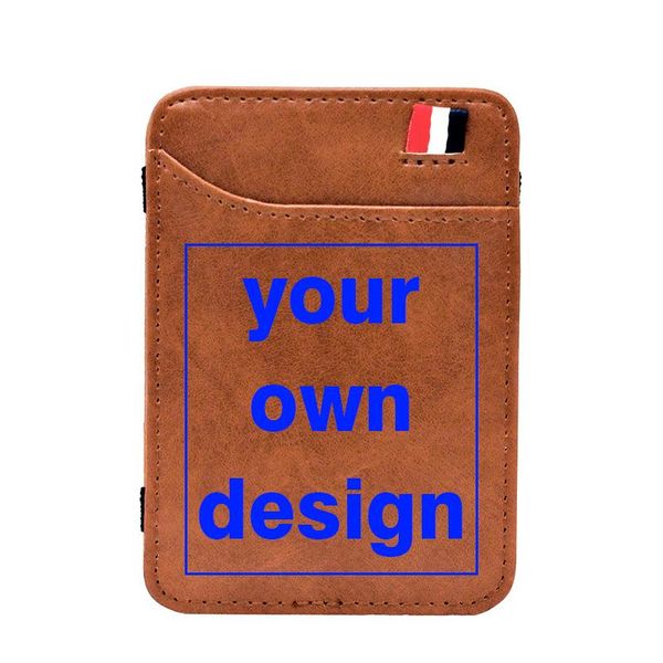

card holders retro your own design brand /picture custom printing leather magic wallet diy purse, Brown;gray