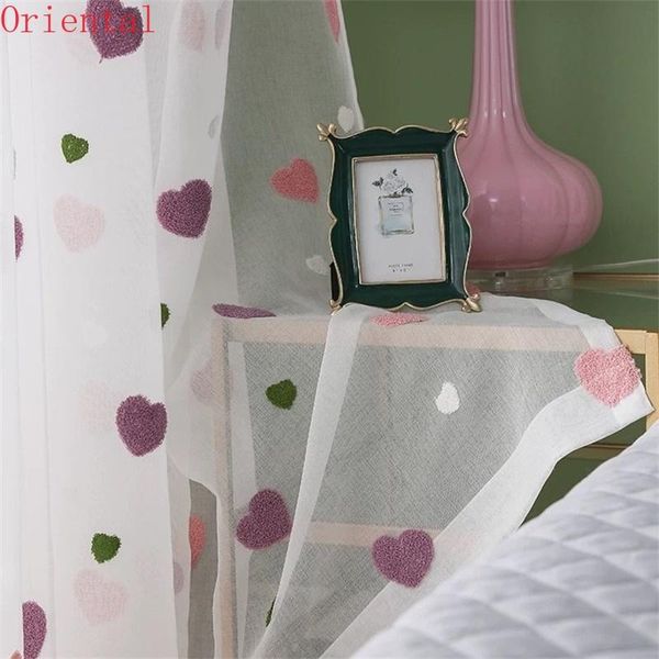 

modern children cartoon 3d heart tulle curtains for girls bedroom sheer curtain finished living room custom panel x521#4 & drapes