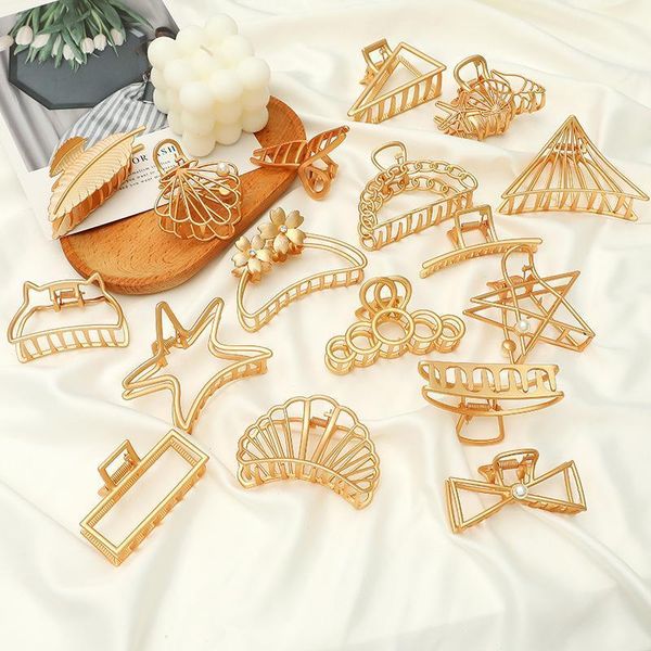 

alloy hollow flower square hairpin for women large geometric stars simple hair catching fashion trend accessories 20211