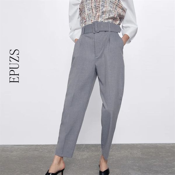 

elegant orange purple pants women sashes high waist pencil casual work office vintage ladies long trousers 210521, Black;white