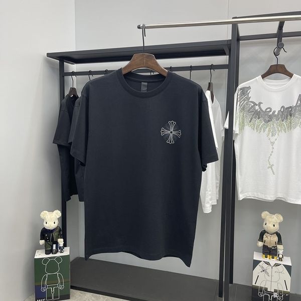 

t-shirt chao brand short ch loose casual men's drill cross sanskrit round neck cotton half sleeve top, White