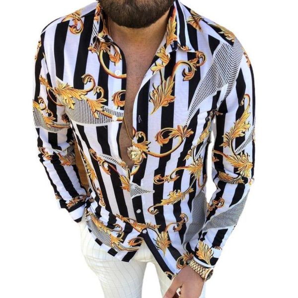 

men hawaiian casual vintage chemisier shirts long sleeve fall camicetta big sizes shirt loose fit print blusa pattern man clothes xxxl blous, White;black