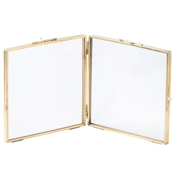 

frames and mouldings folded double-sided glass metal po frame, botanical specimen holder, electroplated gold-covered display stand