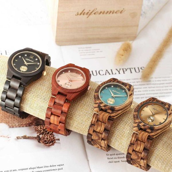 

shifenmei wood watch women luxury brand clock quartz wristwatch fashion ladies bracelet wooden watches female relogio feminino 210616, Slivery;brown