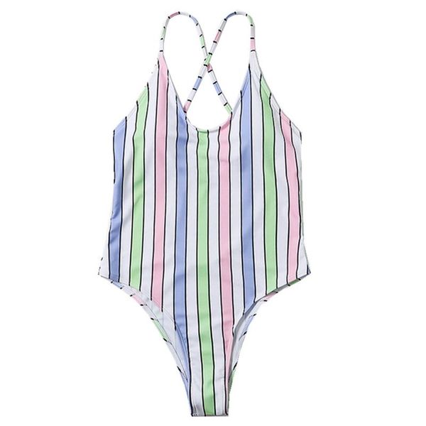 

one-piece suits quanss striped one piece swimwear women swimsuit beachwear bodysuit monokini bathing suit 2021 female swimming bikinis