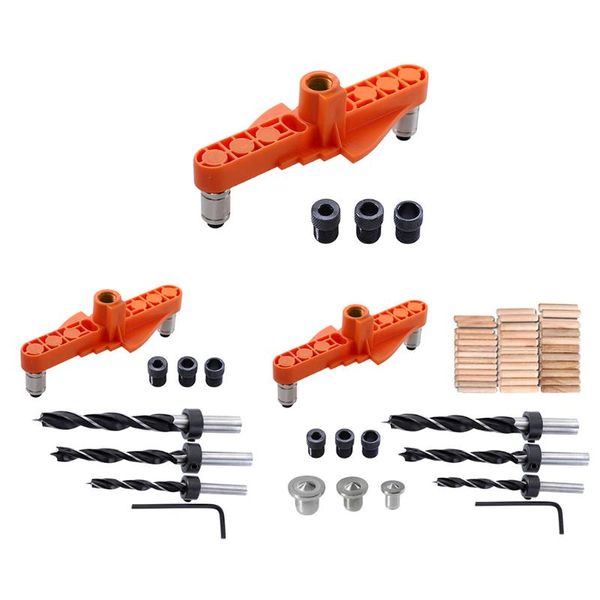 

in 1 vertical pocket hole doweling jig kit woodworking locator self centering drill guide puncher with center scriber professional hand tool