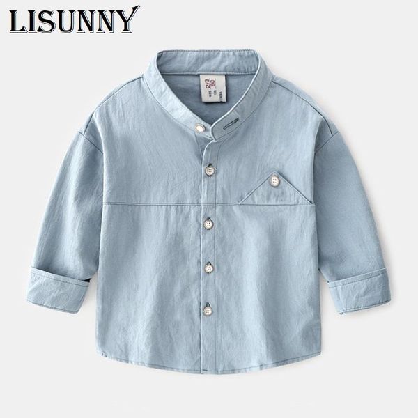 

spring british style arrival enfant boys shirts cotton children clothes long sleeve stand collar kids blouses shirt 1-6, White;black
