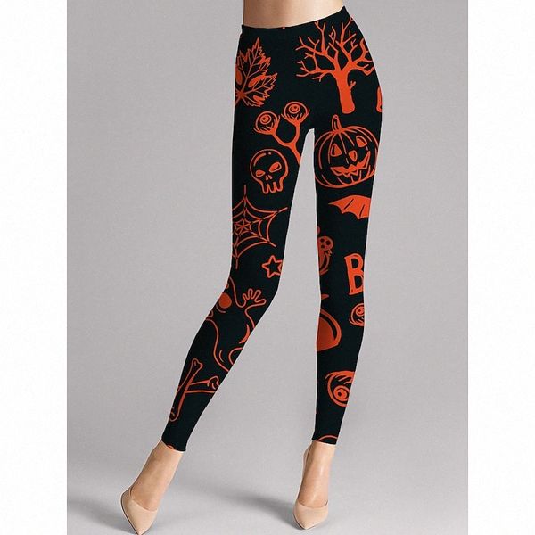 

women's sports & outdoors fashion leggings sporty elastic waist print ankle-length pants party halloween stretchy graphic prints pumpki, Black