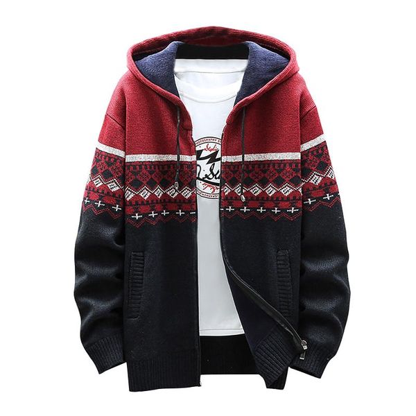 

men's wool & blends hooded sweatshirt men plush autumn winter cotton sportswear coats man casual warm, Black