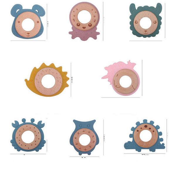 

pacifier holders baby clips weaning teething natural wooden feeding accessories infant supplies animal ring tooth gum bite glue grinding bir