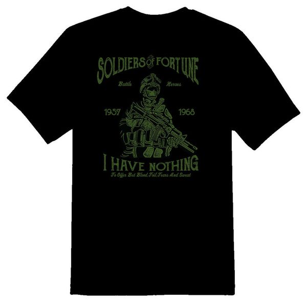 

soldiers of fortune black or white tee shirt, White;black