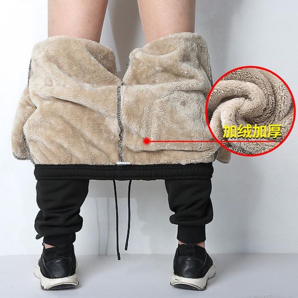 

men's pants outwear lambswood thickened casual sports large size leggings m-5xl, Black