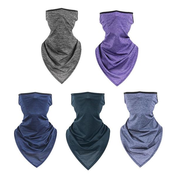 

scarves summer riding silk scarf neck set magic turban bicycle hanging ear triangle outdoor dust-proof sunscreen face towel, Blue;gray