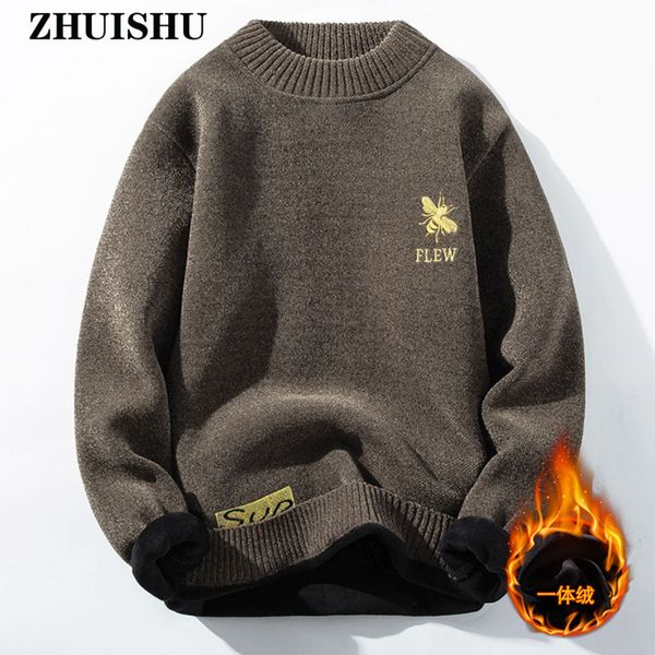 

men's letter embroidered men's long sved et, solid color thick sweater, casual knitted garment, 2021, White;black