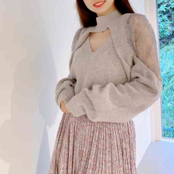 

Women's Hoodies & Sweatshirts Japanese Women Sweaters 2022 Autumn Winter Knitting Pullover Solid Love Hollow Off Shoulder Lace Stitchin, Black