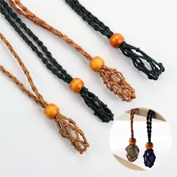 

pendant necklaces necklace jewelry diy cord stone holder empty crystal rope, Silver