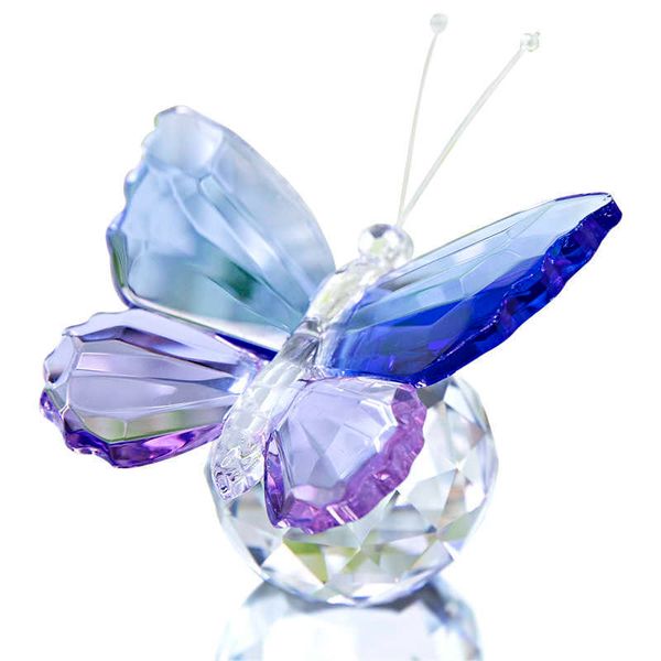 HD Crystal Cut Butterfly Figurine стекло животных орнамент коллекционные украшения для офисного стола дома спальня свадьба 210804