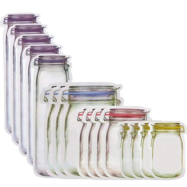 

storage bags 120 pack mason jar bottles seal zipper sealed bag fresh food nuts candy cookies reusable