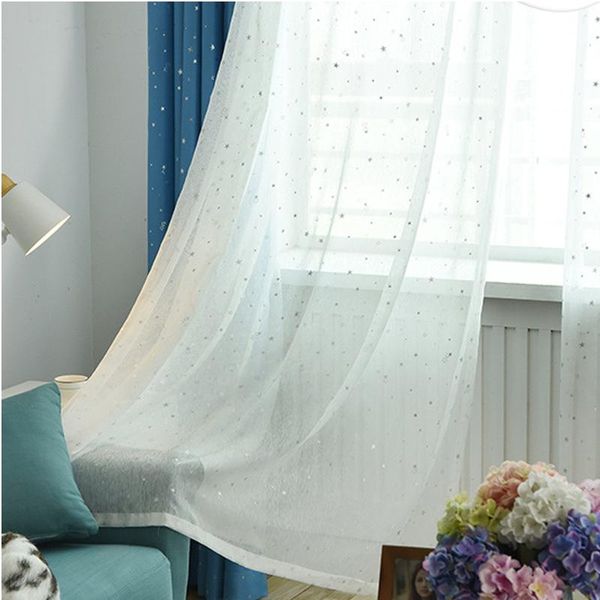 

curtain & drapes 2021light shiny sliver white star tulle curtains for living room transparent window sheer the bedroom