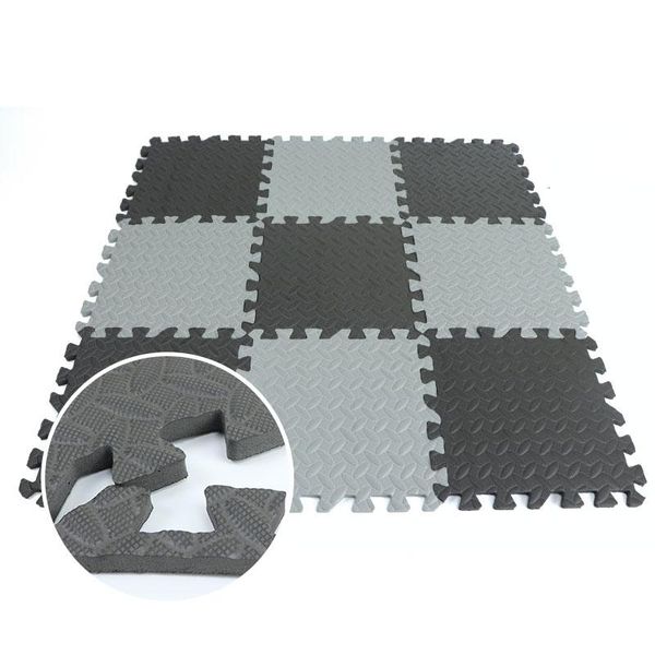 

yoga mats 12pcs 30*30cm sports protection gym mat eva leaf grain floor fitness non-slip splicing rugs thicken room workout