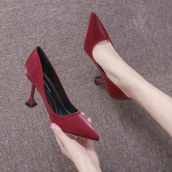 

shoe sharp high heels woman thin glass shallow mouth only shoes tide 2021, Black