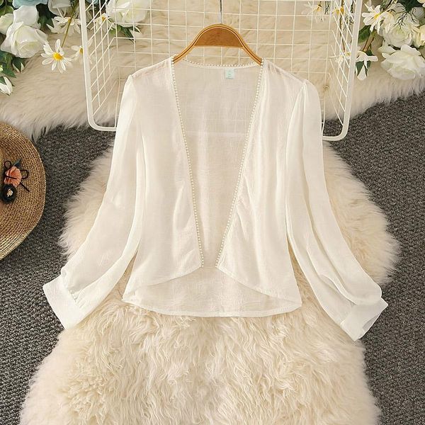 

women's jackets chiffon shirt cardigan coat summer women jacket thin short shawl sunscreen coats white long sleeve female, Black;brown