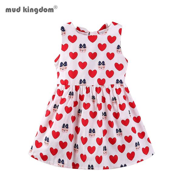 Mudkingdom Meninas Backless Vest Vestido com Belt Heart Bear Imprimir Roupas de moda 210615