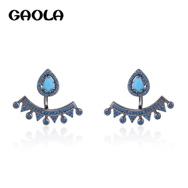 

women geometric zirconia pave setting stud earrings crystal brand for and girl gle7127ly, Golden;silver