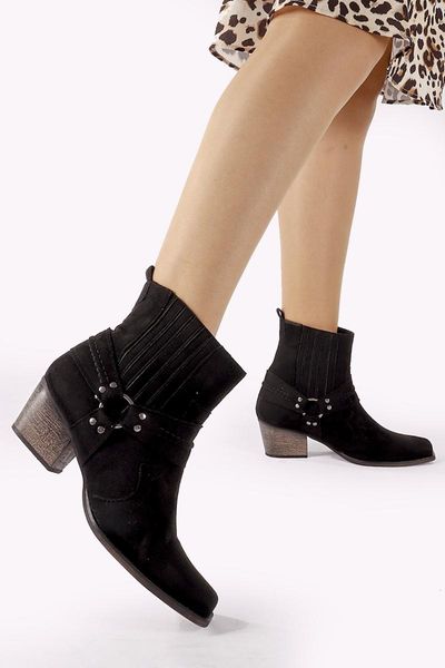 

boots blanie ring buckled black suede