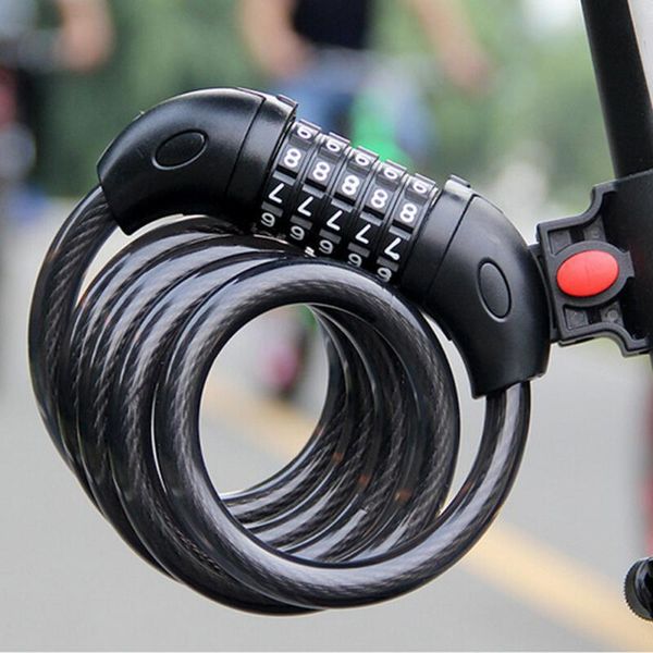 

bike locks bicycle lock 5 digit code anti-theft security 1200mm steel cable chain self-contained frame accessories
