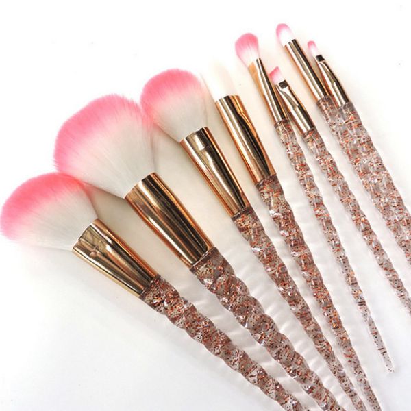 

100sets 8pcs/set crystal unicorn brush makeup brush set eyebrow brush rose golden portable brushes brocha de maquillaje