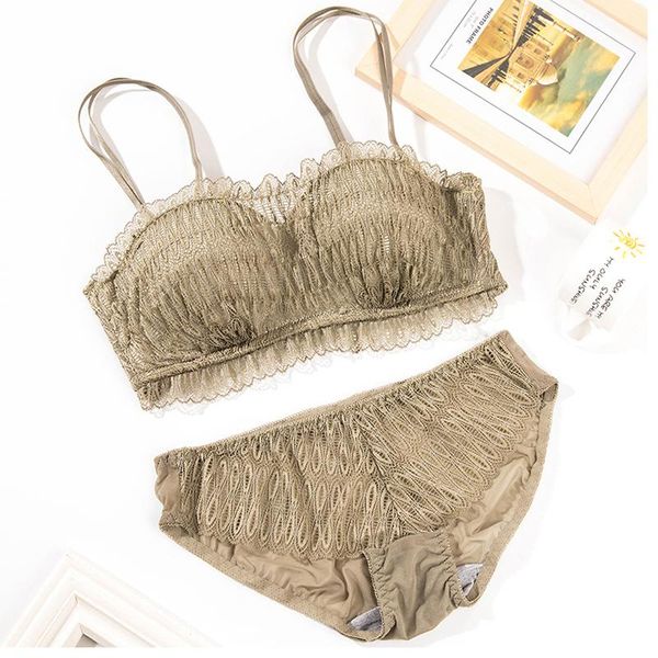 

bras sets teenage girl underwear cute young lace bra and panty woman wire push up small lingerie suit boob tube set, Red;black