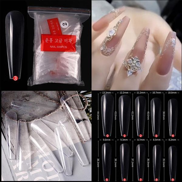 

false nails ballerina clear french nail salon long coffin fake tips, Red;gold