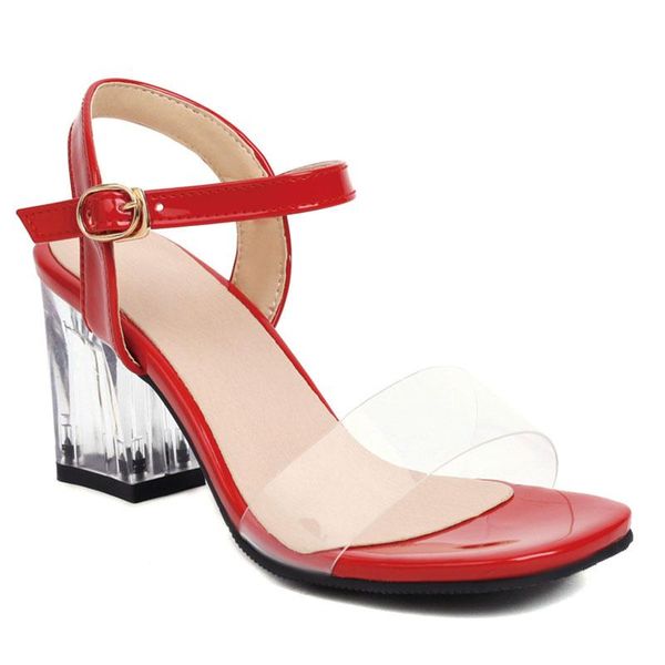 

sandals fanyuan ly summer women thick high heel fashion ankle strap sandal open toe shoes for women's zapatosde mujer size48, Black