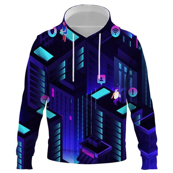 

men's hoodies & sweatshirts 2021 brand city night scene men hooded casual hoodie print hoody anime sweatshirt printed long sleeve cloth, Black