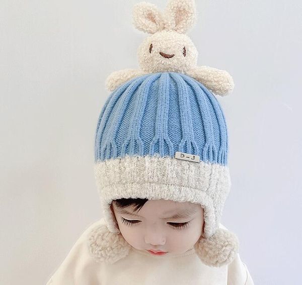 

children's hat autumn and winter 1-4 year old baby cartoon warm ear protection woolen hat gc621, Yellow