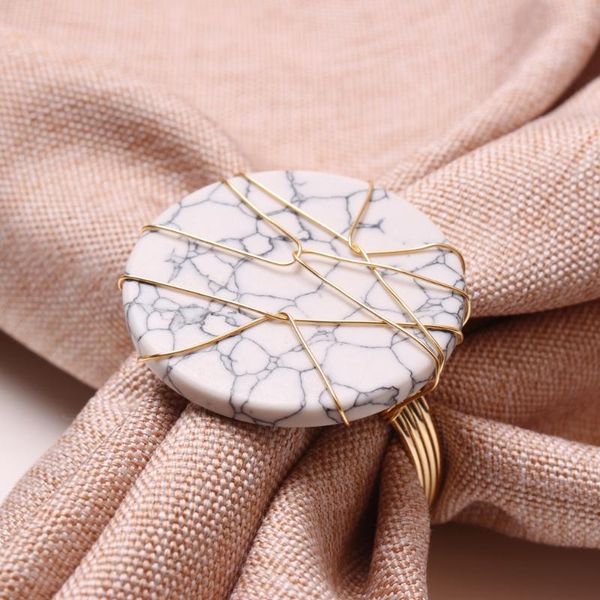 

napkin rings 6pcs copper wire hand-knitted ring, high-end natural agate buckle, handmade turquoise ring