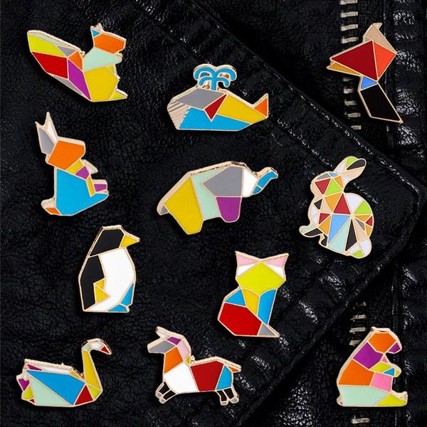 

pins, brooches creative trendy cartoon tangram animals oil drop brooch pin denim gift for friends men women fashion jewelry clothes decorati, Gray