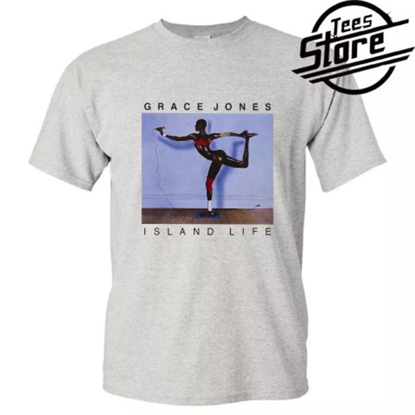 

new grace jones island life music men's grey t-shirt size s-3xl, White;black