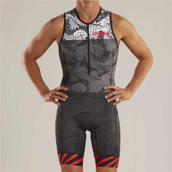 

racing sets zootekoi men's triathlon sleeveless tights high-quality laser cut bodysuit summer mountain road mtb bike, Black;blue