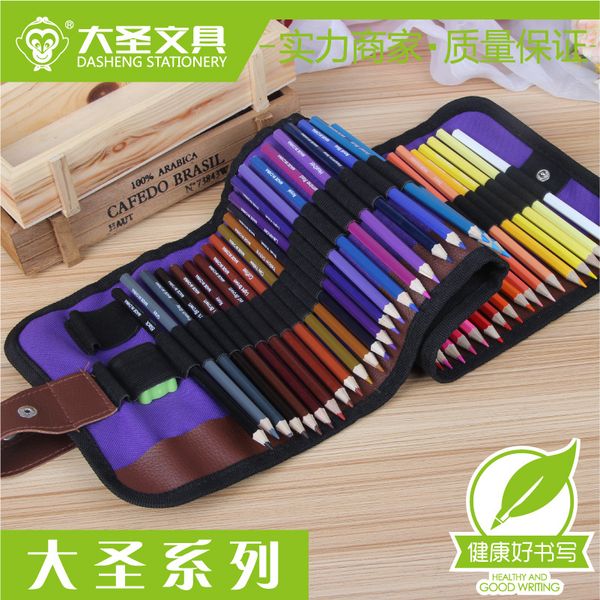 

painting pens roll up canvas bag oily pencil 50 hexagonal pen holder student painting color lead suit, Black;red