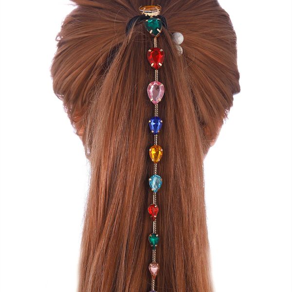 

jewelry color drop crystal tassel hairpin exaggerated headdress, Slivery;golden