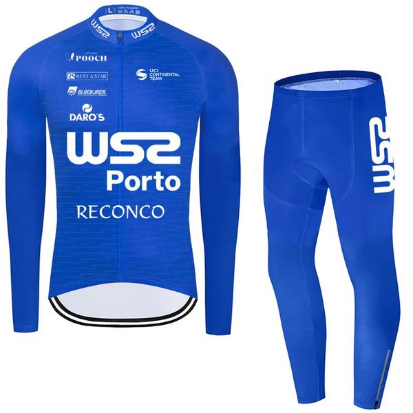 

racing sets spring/autumn wf2 2021 team long sleeve cycling jersey set bib pants ropa ciclismo bicycle clothing mtb bike breathable clothes, Black;blue
