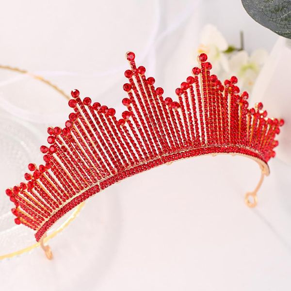 

hair clips & barrettes baroque crown bridal wedding jewelry red rhinestone tiaras headband birthday headbands headwear bride married travel, Golden;silver