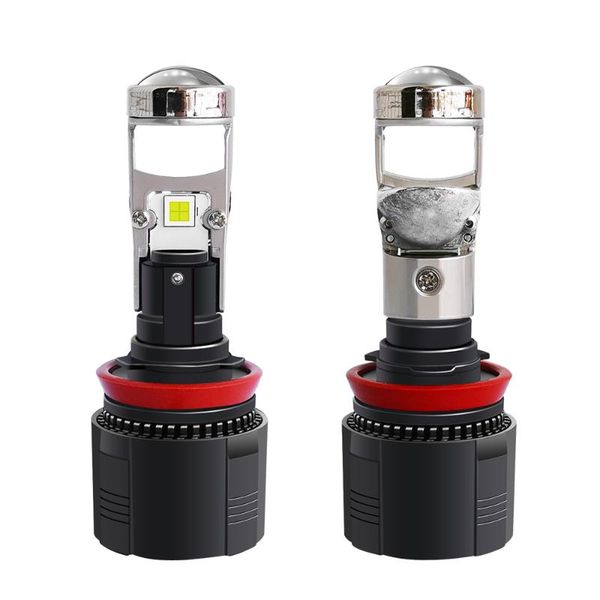 

car headlights keechain 2x led h11 mini projector lens 12v headlight bulbs 9005 9006 auto fog lights h4