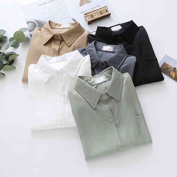 

women blouse shirts feminine long sleeve casual white turn-down collar ol style loose blusas shirts 698d 210420
