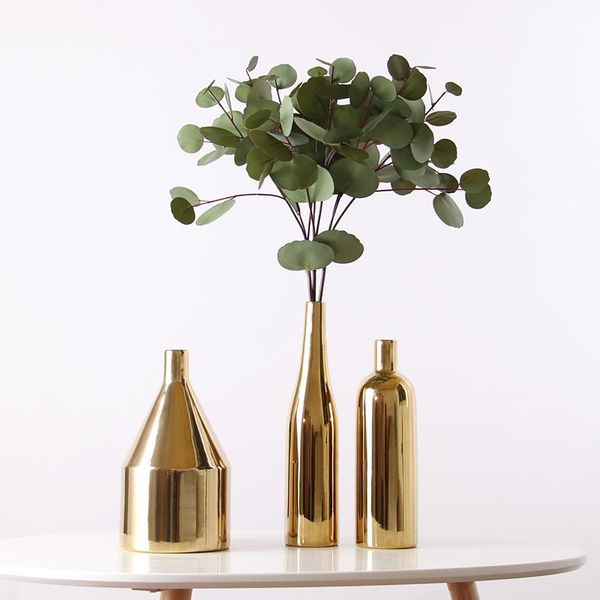 

vases golden ceramic vase decoration small caliber creative simple flower home