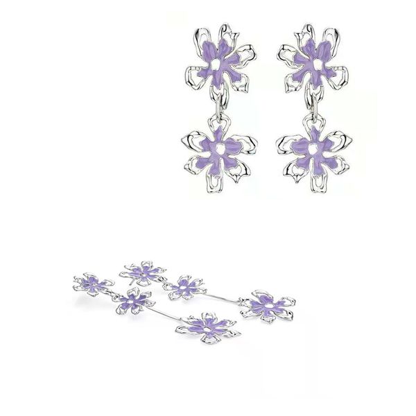 

fashion 100% s925 sterling silver double flower sanhua earring clover earrings women's luxury brand jewelry, Golden