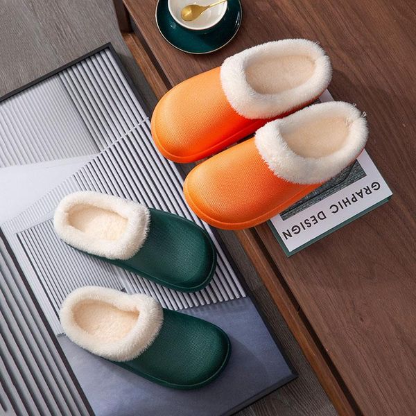 

winter women slippers home waterproof plush warm non-slip cute cat cartoon animals indoor bedroom ladies, Black