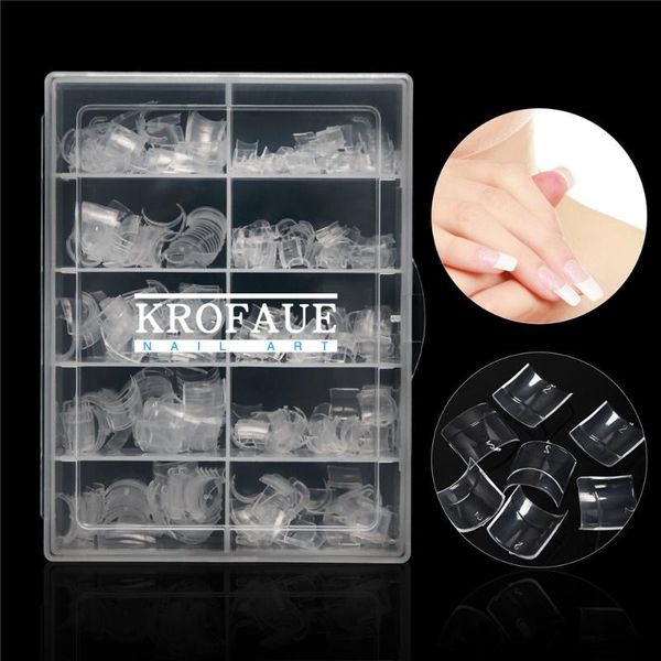 

false nails 500pcs short nail tips clear lady french style acrylic nails, artificial half cover extensions tip, Red;gold